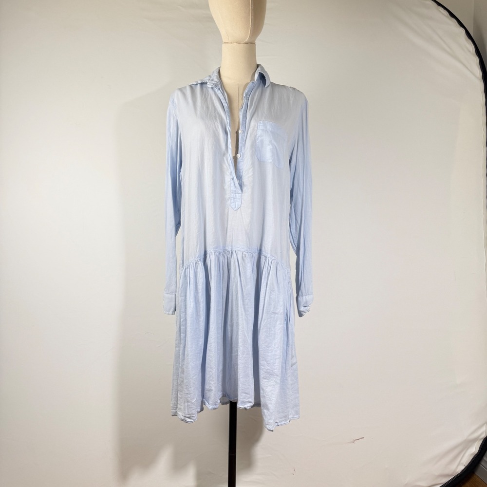 Grayson The Changemaker Blue Cotton Drop Waist Shirt Dress Size 02 Medium